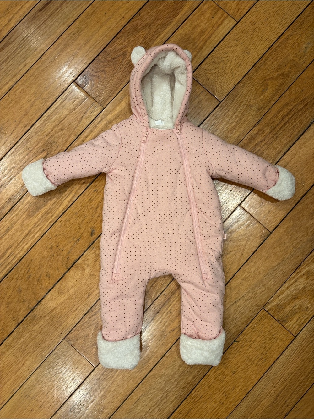 GAP Baby Pink Hooded Baby One-Piece Snowsuit